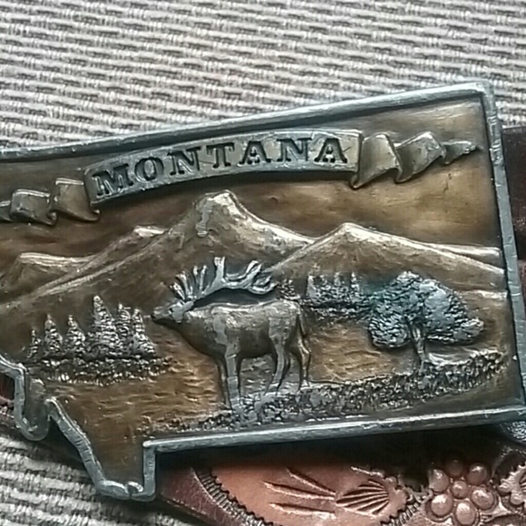 Hand tooled leather belt mens - Picture 2 of 6